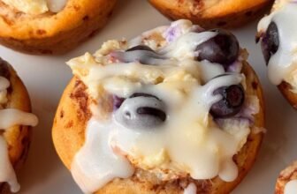 Pineapple Blueberry Cinnamon Roll Muffins
